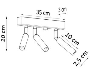 Miniaturka 13 - Rysunek techniczny potrójnego reflektora z wymiarami