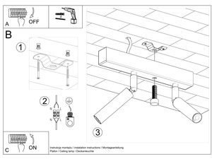 Miniaturka 13 - Techniczny schemat montażu ściennego reflektora z przełącznikiem
