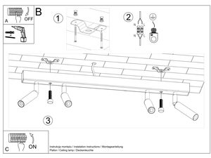 Miniaturka 14 - Schemat montażowy szynowego systemu oświetlenia z reflektorami