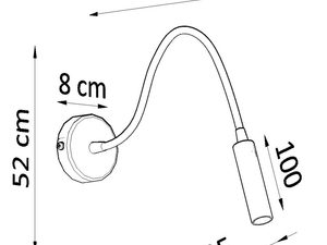 Miniaturka 6 - Rysunek techniczny z wymiarami kinkietu LED – długość 52 cm