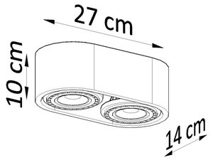 Miniaturka 6 - Schemat wymiarów lampy sufitowej podwójnej – 27 x 14 cm