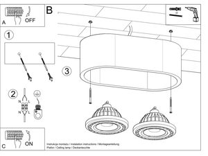 Miniaturka 7 - Rysunek techniczny lampy sufitowej z dwoma reflektorami
