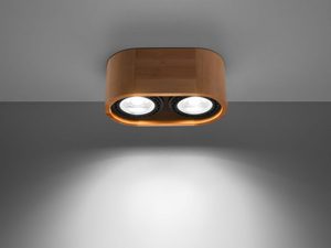 Miniaturka 2 - Drewniana oprawa sufitowa z dwoma światłami LED