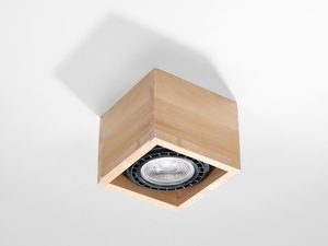 Miniaturka 1 - Plafon LED w kształcie sześcianu z naturalnego drewna