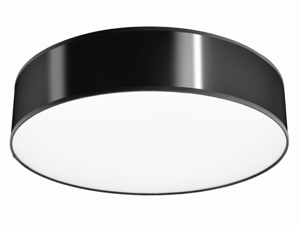 Designerska lampa sufitowa LED czarna z mlecznym kloszem