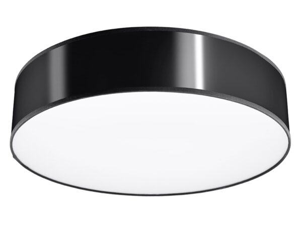 Designerska lampa sufitowa LED czarna z mlecznym kloszem