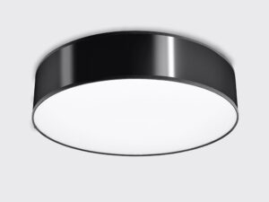 Miniaturka 1 - Czarna okrągła lampa LED z rozproszonym światłem do sypialni