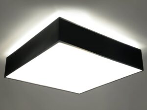 Miniaturka 2 - Czarna lampa sufitowa LED z mlecznym kloszem, styl minimalistyczny