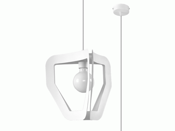 Lampa wisząca LED z ramą w kształcie sześciokąta, kolor biały