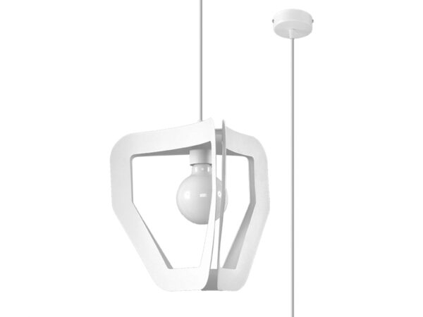 Lampa wisząca LED z ramą w kształcie sześciokąta, kolor biały