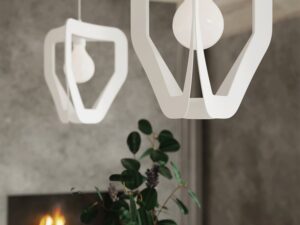 Miniaturka 3 - Biała lampa LED wisząca w nowoczesnym stylu geometrycznym