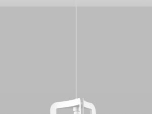 Miniaturka 1 - Biała geometryczna lampa LED nad stołem w stylu skandynawskim