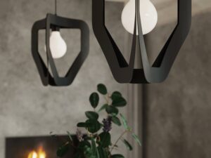 Miniaturka 7 - Kompozycja kinkietów LED czarnych nad kominkiem, styl loftowy