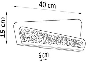 Miniaturka 6 - Schemat z wymiarami kinkietu z ażurem – długość 40 cm