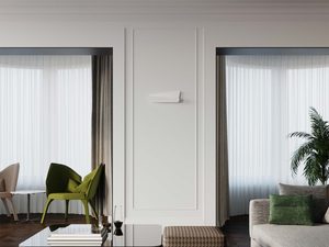 Miniaturka 3 - Elegancki salon z białą lampą ścienną o minimalistycznym kształcie