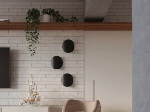 Miniaturka 4 - Aranżacja wnętrza z białym kinkietem LED w salonie