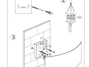 Miniaturka 4 - Rysunek montażu kinkietu ściennego z półokrągłym kloszem