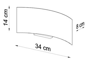 Miniaturka 3 - Rysunek techniczny kinkietu LED z kloszem łukowym