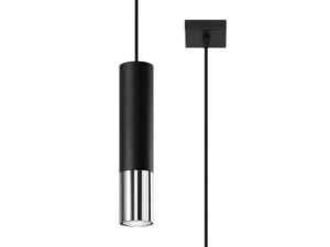 Miniaturka 11 - Czarna tuba LED z chromowaną końcówką w aranżacji sufitowej