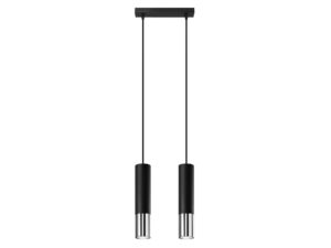 Miniaturka 14 - Czarna podwójna lampa LED z wykończeniem stalowym na białym tle