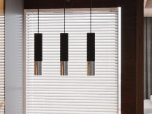 Miniaturka 6 - Designerska lampa LED z czarno-stalowymi cylindrycznymi kloszami