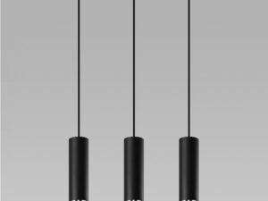 Miniaturka 4 - Lampa z trzema czarnymi tubami LED na tle szarej ściany