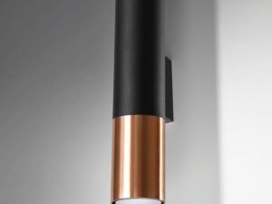 Miniaturka 2 - Kinkiet LED czarny z dolnym światłem i miedzianym detalem