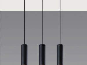 Miniaturka 1 - Lampa wisząca LED z trzema czarnymi tubami i miedzianymi końcówkami