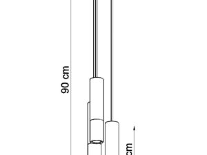 Miniaturka 18 - Techniczny schemat lampy wiszącej LED, wysokość 90 cm