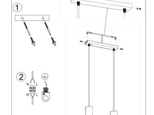 Miniaturka 13 - Rysunek montażowy lampy LED z trzema wiszącymi tubami