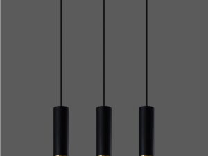 Miniaturka 9 - Lampa LED z trzema czarnymi tubami i złotym zakończeniem