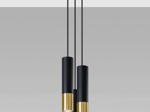 Miniaturka 13 - Nowoczesna lampa wisząca LED z czarnymi i złotymi tubami
