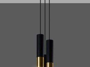 Miniaturka 14 - Lampa wisząca LED czarno-złota z trzema tubami