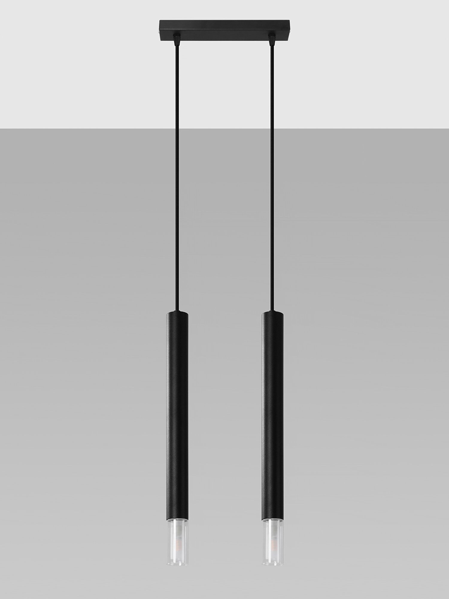 Nowoczesne wiszące lampy LED czarne z przezroczystą końcówką Nowoczesne wiszące lampy LED czarne z przezroczystą końcówką