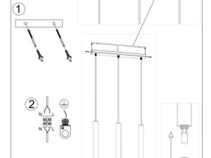Miniaturka 13 - Rysunek montażu listwy sufitowej z trzema lampami tubowymi