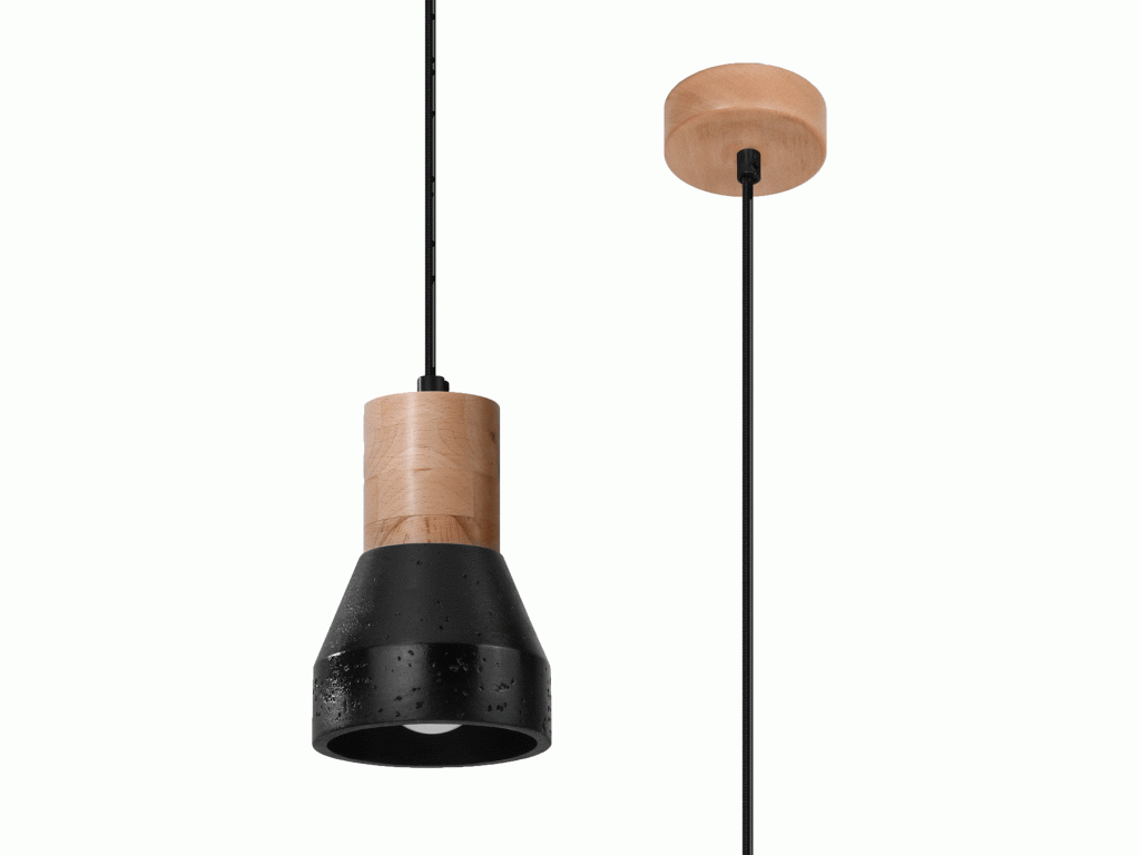 Stylowa Lampa Wisząca z Drewna i Betonu QUANTUM