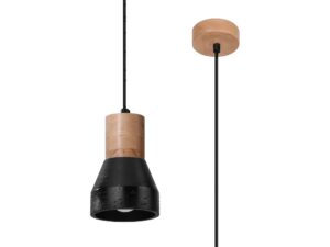 Miniaturka 12 - Czarna lampa z drewnianym detalem do industrialnych wnętrz