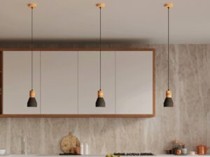 Miniaturka 4 - Minimalistyczna aranżacja z trzema lampami LED nad wyspą