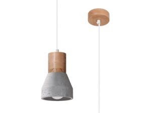 Miniaturka 5 - Designerski szary kinkiet z elementem drewnianym