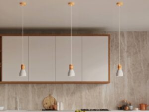 Miniaturka 9 - Aranżacja kuchni z lampami wiszącymi LED w kolorze białym