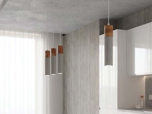 Miniaturka 3 - Lampa wisząca z betonu architektonicznego i korka, widok z przodu