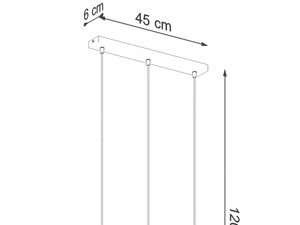 Miniaturka 7 - Rysunek techniczny lampy wiszącej – długość przewodu 120 cm