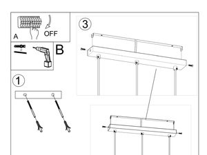 Miniaturka 8 - Schemat montażu lampy wiszącej z trzema punktami światła