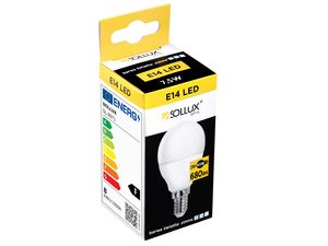 Miniaturka 1 - Opakowanie żarówki LED E14 Solux – mleczna kula 6W