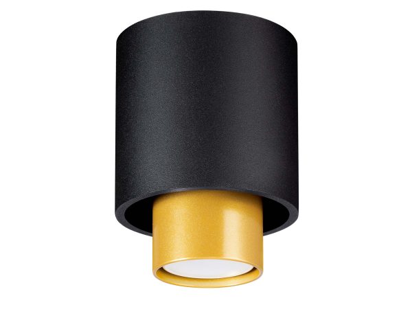 Nowoczesna tuba LED czarna ze złotym wnętrzem