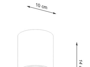 Miniaturka 7 - Techniczny szkic tuby sufitowej o wysokości 14 cm