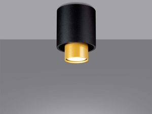 Miniaturka 2 - Czarna oprawa sufitowa typu tuba z połyskującym złotem