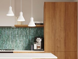 Miniaturka 3 - Aranżacja kuchni z trzema białymi lampami LED nad wyspą