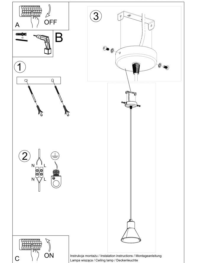 Klasyczna Biała Lampa Wisząca Uniwersalny Design TRITON 1
