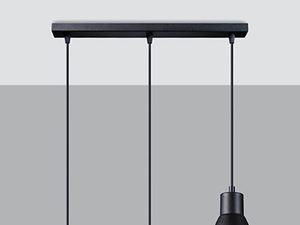 Miniaturka 1 - Lampa LED czarna z trzema stożkowymi kloszami do jadalni